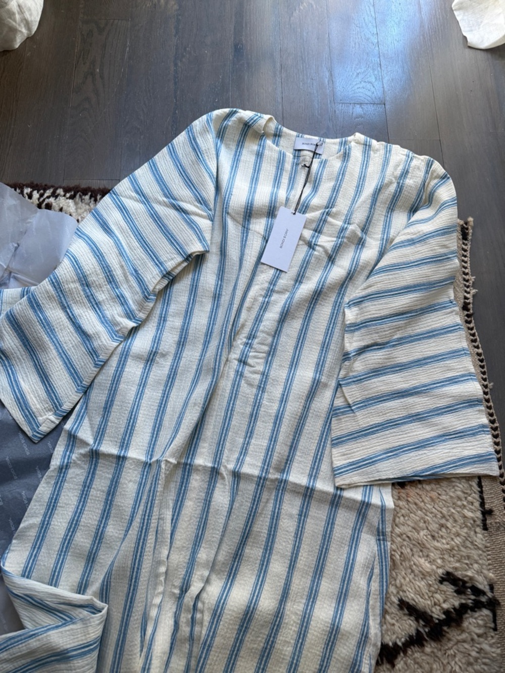 BONDI BORN Blue and White Striped Maxi Dress - Picture 2 of 5